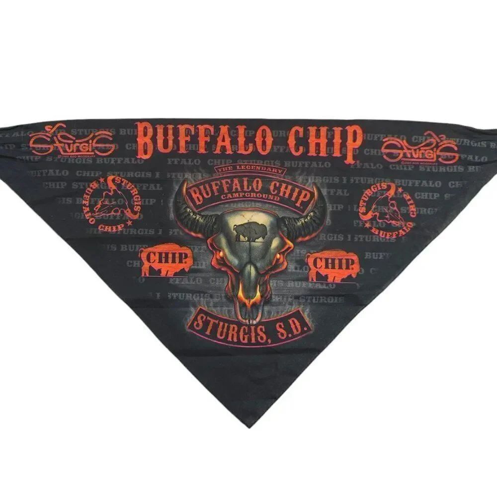 Sturgis South Dakota Handkerchief Scarf 2009 Buffalo Chip Campground Black